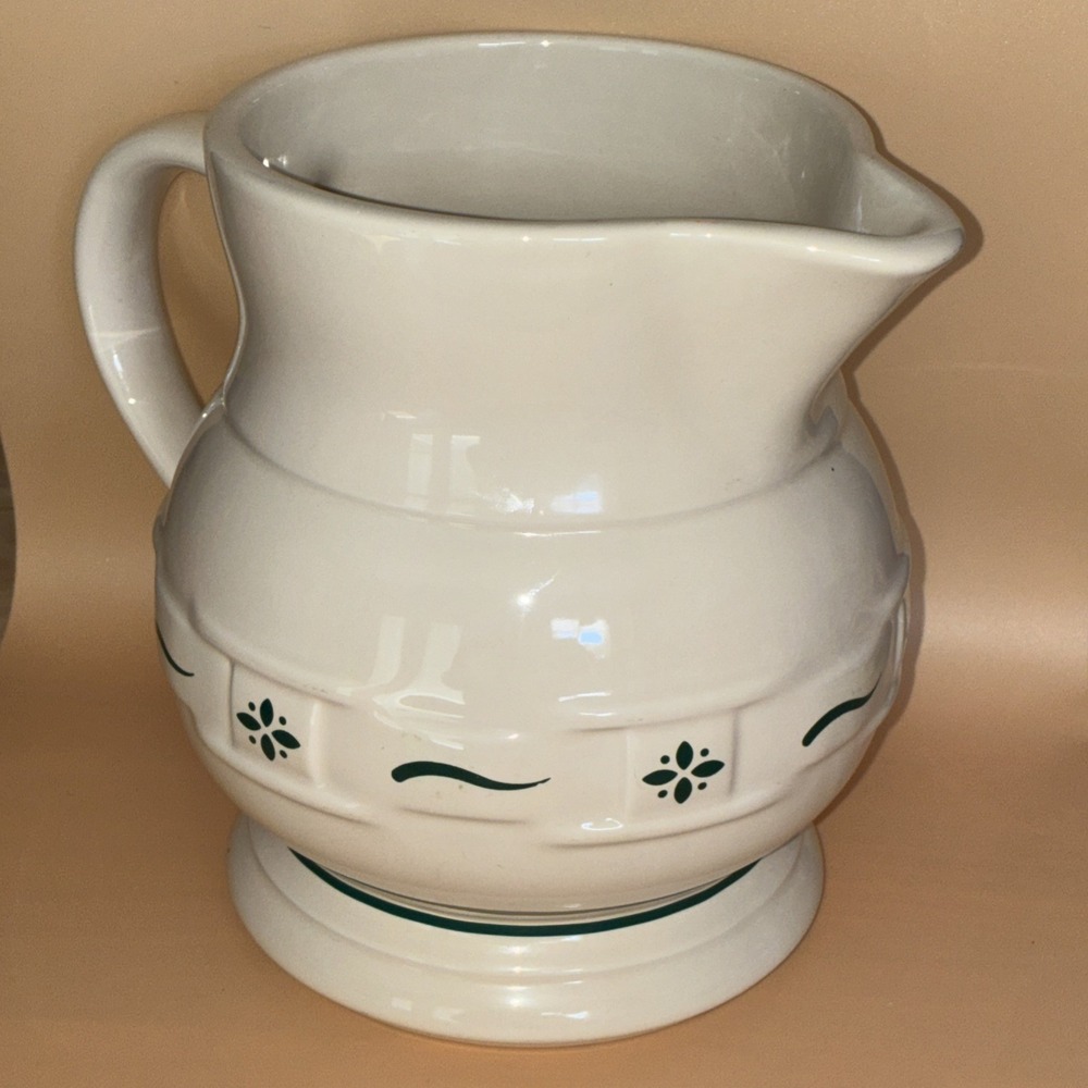 Longaberger Pottery Woven Traditions 2 Quart Pitcher - Heritage Green
